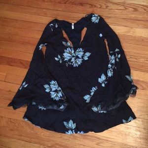 Free People bell sleeve floral dress